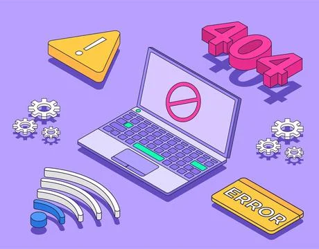 Connection 404 error isometric vector illustration. No internet connection Stock Illustration