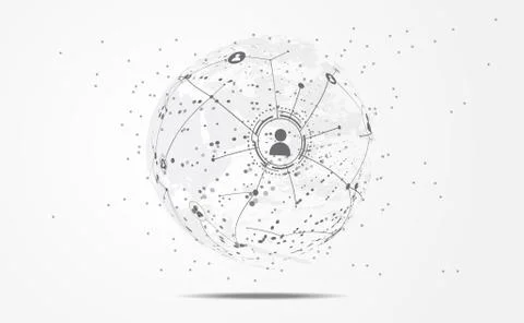 Connection abstract global world map dot line triangle and points concept bus 스톡 일러스트
