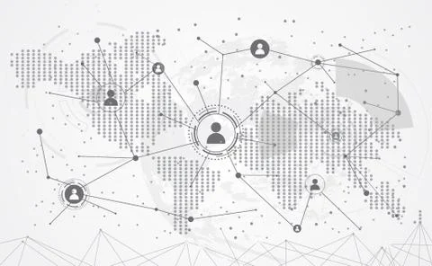 Connection abstract global world map dot line triangle and points concept bus Иллюстрация