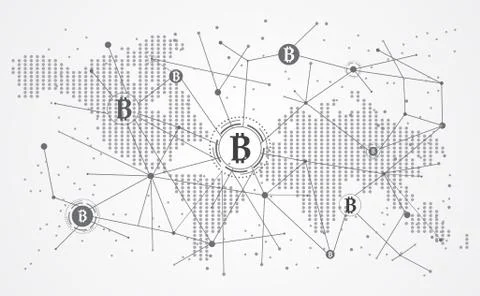 Connection abstract global world map dot line triangle and points concept bit Illustrazione stock