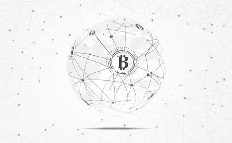 Connection abstract global world map dot line triangle and points concept bit イラスト素材