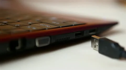 Connection on and off the cable USB Stock Footage 10679668