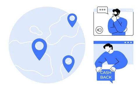 Connection and Communication in a Globalized World with Cashback Concepts Stock Illustration
