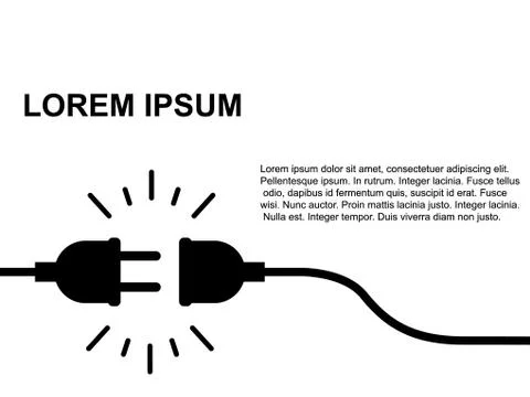 Connection and disconnection electric socket plug, error 404, page web not fo Stock Illustration