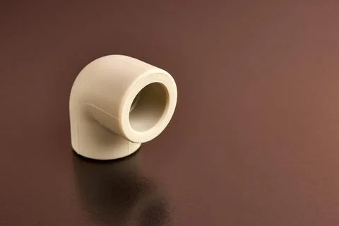 The connection angle of the thermoplastic pipe at an angle of 90 degrees. C.. Stock Photos