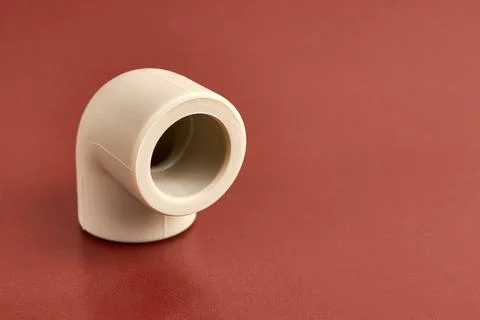 The connection angle of the thermoplastic pipe at an angle of 90 degrees. C.. Stock Photos