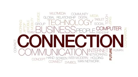 Connection animated word cloud, text design animation. Kinetic typography. Stock Footage 75370734