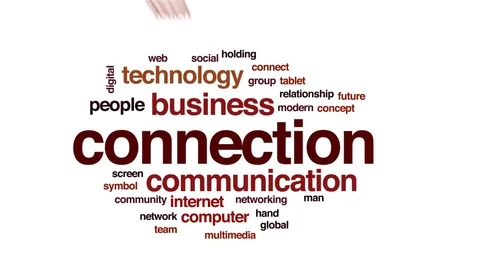 Connection animated word cloud, text design animation. Stock Footage