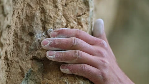 The Connection Between Human and Nature: A Person's Hand Resting on the Texture Vídeo Stock 257209562