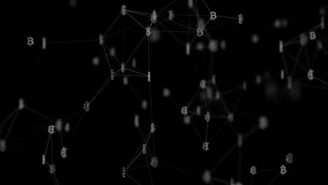 Connection between the icons bitcoin.cinematic background.3d animation. seamless Stock Footage 82308838