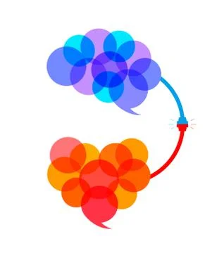 Connection between logic and emotion concept. Stock Illustration