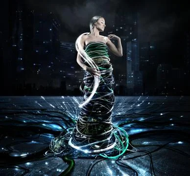 Connection between technology and human Stock Photos