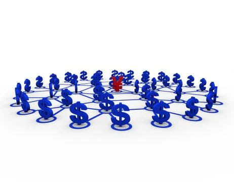 The connection between the US dollar and the renminbi, economic integration Stock Illustration