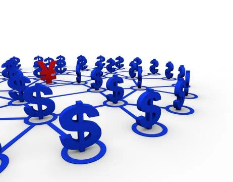 The connection between the US dollar and the renminbi, economic integration Ilustración de archivo