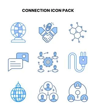 Connection Blue Graphics Icons Pack Stock Illustration