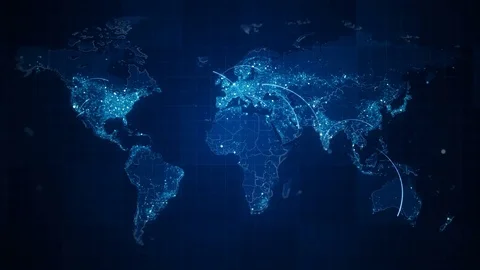 Connection Blue World Map Loop Stock Footage 73614915