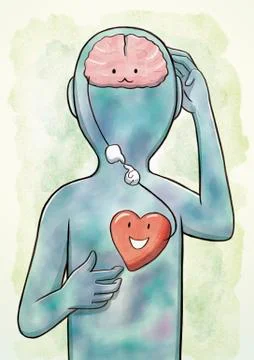 Connection of Brain and Heart Stock Illustration