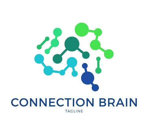 Connection brain logo template design Illustrazione stock