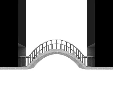Connection bridge arch scene isolated on white render illustration Stock Illustration
