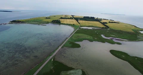 Connection - a bridge showing the direction to a small island to the mainland Stock Footage 65026989