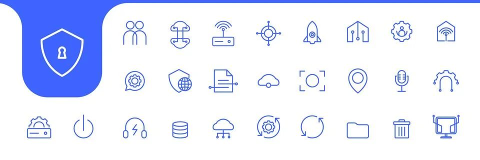 Connection computer tools line set icon design vector Illustrazione stock