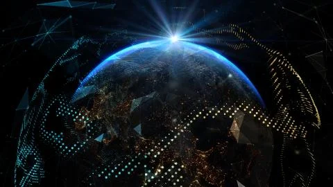 Connection concept Digital Network. Elements of this image furnished by NASA - Stock Illustration