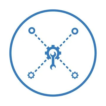 Connection, configuration, service relations icon. Rounded blue color color. Stock Illustration