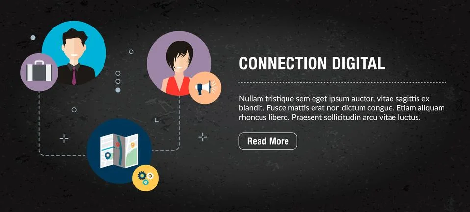 Connection digital concept banner for internet. Illustrazione stock