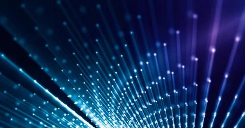 Connection dots and line, tech background in purple and blue. 3d rendering. Stock Illustration