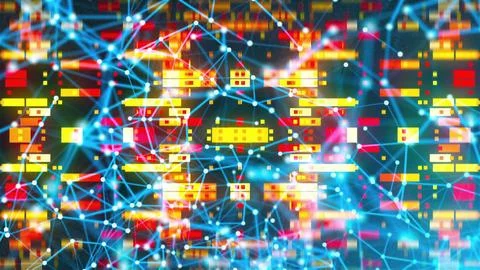 Connection dots with blocks Stock Illustration