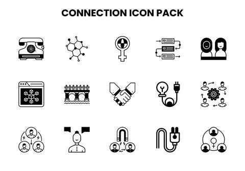 Connection DuoTone Bundle Icons Pack Stock Illustration