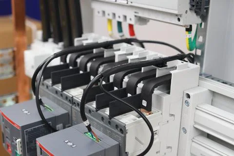 Connection of electrical protection. Stock Photos