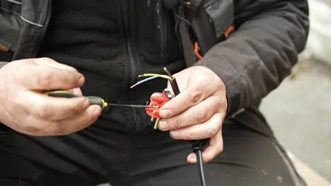 Connection of electrical wires of electrical appliances Stock Footage 270061482