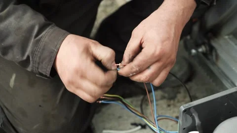 Connection of electrical wires of electrical appliances Stock Footage 270061486
