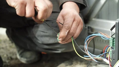 Connection of electrical wires of electrical appliances Stock Footage 270061494