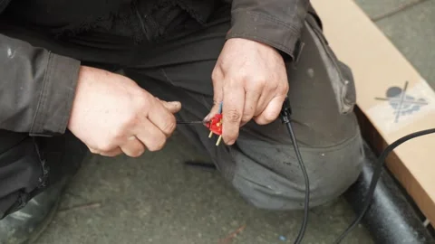 Connection of electrical wires of electrical appliances Stock Footage 270061532