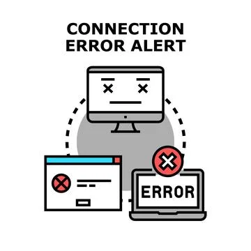 Connection error alert on digital devices network problem Stockillustratie