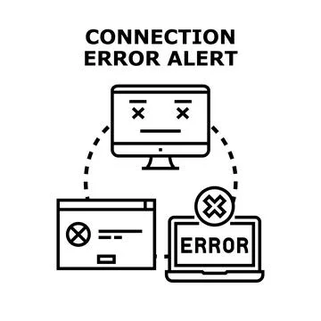 Connection error alert on digital devices network problem Stockillustratie