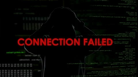 Connection failed, unsuccessful hacking attempt on server, criminal gets furious Stock Footage 84517305