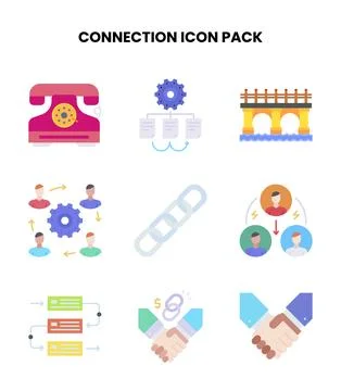 Connection Flat Bundle Icons Pack Ilustración de archivo
