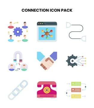 Connection Flat Design Icons Pack Stock-Illustration