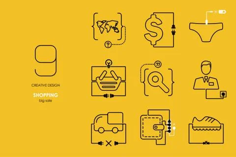 Connection flat design shopping Stock Illustration