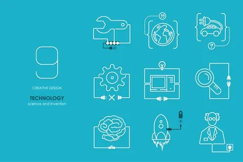 Connection flat design technology Stock Illustration