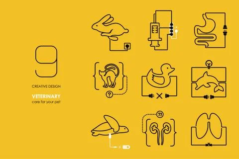 Connection flat design veterinary Stock Illustration