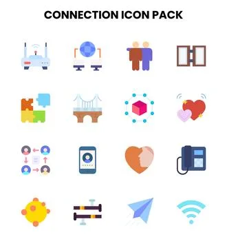 Connection Flat Graphics Icons Pack 스톡 일러스트