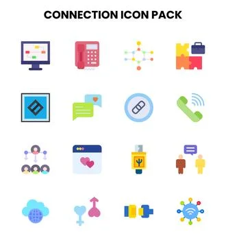 Connection Flat Set Icons Pack Ilustración de archivo