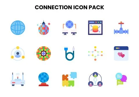 Connection Flat UI Icons Pack 스톡 일러스트