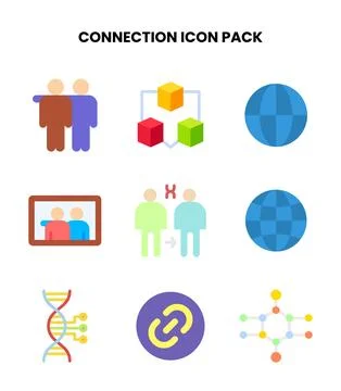 Connection Flat Vector Icons Pack Ilustración de archivo