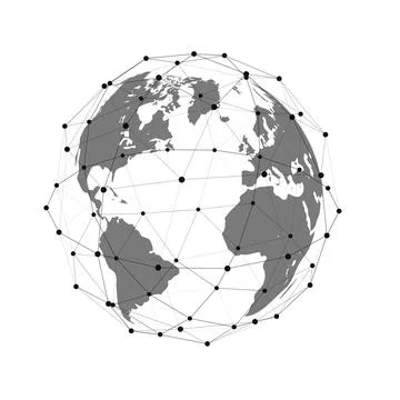 Connection to the global social network. Abstract futuristic map of the pla.. Stock Illustration