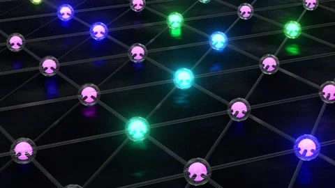 A connection of glowing spheres on a black background Video stock 276497270